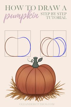 Pumpkin drawing tutorial Watercolor Holiday Cards, Creative Pumpkin Decorating, Fall Drawings, Fall Canvas Painting, Pumpkin Illustration, Weekend Crafts, Fun Pumpkins