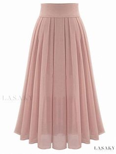 Lasaky - Elegant Pleated Chiffon Maxi Skirt with High Waist and Solid Color Rok Outfit, Pleated Chiffon Skirt, Pink Pleated Skirt, Chiffon Maxi Skirt, Modest Style, Maxi Rok, Party Rock, Pleated Long Skirt, Womens Maxi Skirts