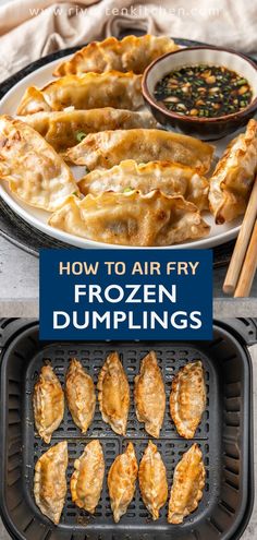 Frozen Dumplings fried in an air fryer Frozen Potstickers, Potstickers Recipe, New Air Fryer Recipes, Air Fryer Recipes Snacks, Frozen Dumplings, Air Fryer Cooking Times, Cooks Air Fryer