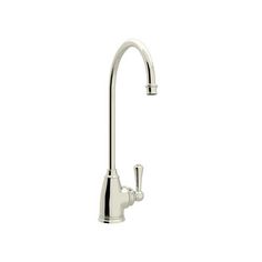 a kitchen faucet with the handle on it's side and nozzle