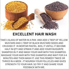 Diy Hair Wash, Teluk Intan, Hair Washing Routine, Black Mustard Seeds, Hair Wash, Yellow Mustard, Washing Hair, Mustard Seed