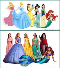 there are many different princesses that can be seen in this image