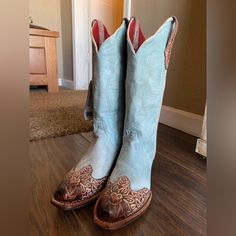 Brand New Ferrini Women’s Boots. Perfect Condition, Never Worn. Madison Dusty Blue Western Snip Toe. Size 6.5. Does Not Have Box. Fitted Turquoise Boots For Ranch, Blue Snip Toe Boots With Reinforced Heel, Blue Fitted Snip Toe Boots, Fitted Blue Snip Toe Boots, Fitted Blue Almond Toe Boots, Western Style Blue Boots With Reinforced Heel, Western Style Light Blue Round Toe Boots, Fitted Light Blue Pointed Toe Boots, Fitted Blue Closed Toe Boots