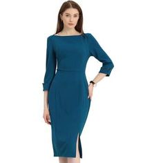 Elegant Blue Bodycon Dress For Work, Elegant Blue Bodycon Dress For Office, Elegant Blue Bodycon Office Dress, Chic Blue Bodycon Dress For Office, Chic Blue Bodycon Office Dress, Elegant Midi Dress, Bracelet Sleeve, Elegant Midi Dresses, Target Clothes