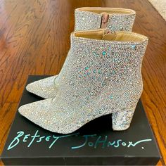 Brand New, Never Worn. Betsey Johnson Cady Rhinestones Boots. Rhinestones Boots, Besty Johnson, Rhinestone Boots, Sequin Boots, Betsey Johnson Shoes, Shoes Heels Boots, Betsey Johnson, Bootie, Shoes Women Heels