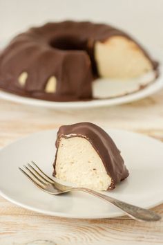 a piece of cake on a plate with a fork