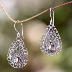 Silver Lace Earrings with 18k Gold - Silver Lace | NOVICA