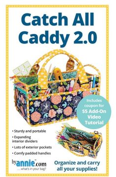 an advertisement for the sewing book, catch all caddy 2 0