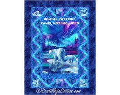 a polar bear quilt with the words digital pattern panel not included on it's front