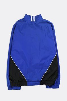 Sourced in Canada MeasurementsSize: LPit to Pit: 25.5"Arm: 24.5"Length: 28"Condition: Good vintage condition, minor mark on frontMaterial Composition: Shell - 100% Nylon, Lining - 65% polyester, 35% cottonColour: Blue Cotton Long Sleeve Windbreaker Sportswear, Blue Nylon Techwear Outerwear, Urban Blue Nylon Outerwear, Sports Cotton Long Sleeve Windbreaker, Nylon Track Jacket With Side Pockets, Cotton Long Sleeve Windbreaker For Sports, Sporty Cotton Outerwear With Long Sleeves, Sporty Long Sleeve Cotton Outerwear, Functional Cotton Windbreaker For Streetwear