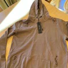 Criminal Damage Of London Distressed Hoodie.. Nwt.... Size Large In Light Brown. Distressed Hoodie, Colorful Hoodies, Light Brown, Womens Tops, Sweatshirts Hoodie, London, Sweatshirts, Women Shopping, Color