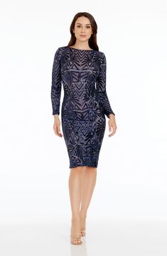 This curve-flaunting ensemble is lit up with a layer of sequins in a mesmerizing pattern. Emery's long sleeves and flattering silhouette will make it your new favorite cocktail dress. Cream Long Sleeve Dress, Lace Bodycon Midi Dress, Cocktail Dress Nordstrom, Long Sleeve Sheath Dress, Gold And Black Dress, Twist Front Dress, Long Sleeve Fitted Dress, Long Sleeve Sequin Dress, Sequin Cocktail Dress