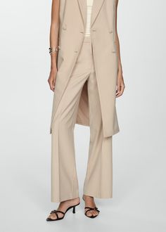 Pleat straight trousers - Woman | MANGO USA Fall 24, Pleated Trousers, Straight Trousers, Pantalon Large, Total Look, Co Ord, Dart, Trousers Women, Dress Pants