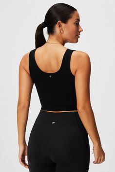 V-Neck Crop Tank Fabletics black female Activewear >> Womens >> Tops >> Tanks Cloud Seamless regular Everyday/Lounge Minimalist tank cut from Cloud Seamless. Black Seamless Tank Top For Yoga, Black V-neck Activewear With Built-in Bra, Everyday Black Seamless Crop Top, Black Tank Top With Medium Support And Seamless Design, Black Seamless Medium Support Tank Top, Black Seamless Tank Top, Black Seamless Activewear For Everyday, Black V-neck Tank Top For Yoga, Black Seamless Tank Top With Scoop Neck