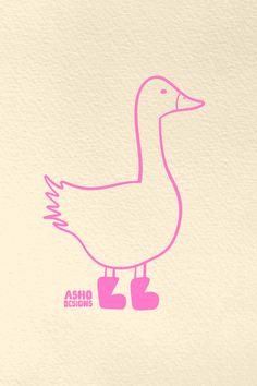 a drawing of a pink duck on a white background with the words aho ducks