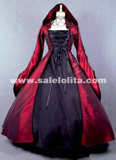 2015 Elegant Wine Red And Black Victorian Medieval Renaissance Dress Costumes For Women Masquerade Gown, Gothic Victorian Dresses, Victorian Era Dresses, Red Halloween, Victorian Fashion Dresses, Medieval Gown, Witch Cosplay, Witch Dress, Victorian Costume