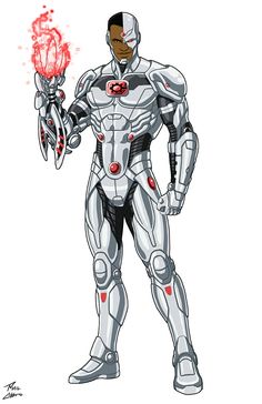 a drawing of a robot holding a red object in his hand and looking at the camera