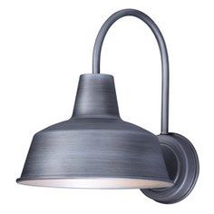 an outdoor wall light with a gray shade