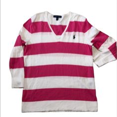 Ralph Lauren 3/4 Sleeve V-Neck Tee Pink & White Size M Size M Please See Photos For Measurements Color Pink & White Stripe Pre-Owned, Never Worn Smoke Free Kitty Friendly Home Bundle To Save Like And I’ll Make An Offer Ralph Lauren Pink Long Sleeve Tops, Pink Long Sleeve Ralph Lauren Tops, White Long Sleeve Ralph Lauren Tops, Ralph Lauren Long Sleeve Spring Tops, Ralph Lauren Long Sleeve Tops For Spring, Ralph Lauren Long Sleeve Summer Tops, Ralph Lauren V-neck Casual Top, Ralph Lauren Casual V-neck Top, Polo Women