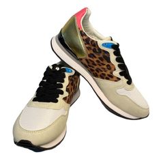 Nine West Nwt Mixed Print Design Sneakers Size: 8.5 Color: White/Cream With Leopard Print And Gold Cream Round Toe Sneakers For Errands, Cream Low-top Sneakers For Running Errands, Casual Low-top Leopard Print Sneakers, Spring Leopard Print Slip-on Sneakers, Sporty Leopard Print Low-top Sneakers, Leopard Print Leather Slip-on Sneakers, Leopard Print Low-top Synthetic Sneakers, Nine West Shoes, Retail Therapy