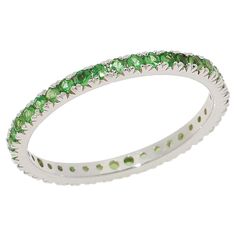 Colleen Lopez Stackable Eternity Gemstone Band Ring  Why settle for a ring that's just "good enough" when you can have one that's eternally fabulous? This stackable sterling silver band with your pick of pavé gemstones is the perfect way to show off your everlasting style.       Approx. 1/16"L x 1/16"H; shank 1/16"W     Stamped .925 sterling silver; rhodium plating   Stone Information       All sizes and weights approximate     Pink Sapphire - Round; Size 5 - 0.52ctw; Size 6 - 0.60ctw; Size 7 - Hallmarked Green Enamel Ring For Anniversary, Elegant Green Enamel Gemstone Ring, Lime Green Sterling Silver Birthstone Rings, Lime Green Sterling Silver Rings, Lime Green Sterling Silver Fine Jewelry, Color Bands, Sterling Silver Bands, Pink Sapphire, Silver Band