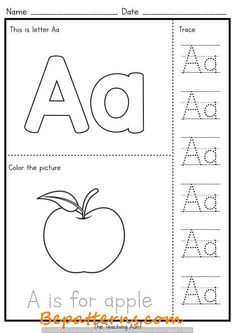 an apple worksheet with the letter a in it's upper and lowercase letters