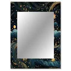 a square mirror with stars in the sky