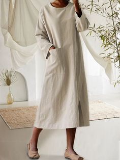 Describe-Cotton And Linen Mid-length Long-sleeve Plus Size DressMaterial Description-Fabric:Cotton BlendGarment Care-Machine Washable Casual Long Sleeve Long Dress For Spring, Plain Long-sleeve Shift Dress, Casual Long Sleeve Relaxed Fit Midi Dress, Casual Long Sleeve Midi Dress With Relaxed Fit, Cotton Long Sleeve Midi Dress, Solid Color Long Sleeve Shift Dress, Solid Color Shift Dress With Long Sleeves, Long Sleeve Shift Dresses In Solid Color, Relaxed Fit Long Sleeve Cotton Midi Dress