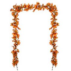 an orange flowered arch with leaves on it