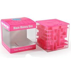 the pink box is filled with plastic cubes