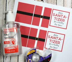 the supplies needed to make santa - tizer are displayed