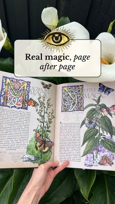 an open book with the title real magic, page after page