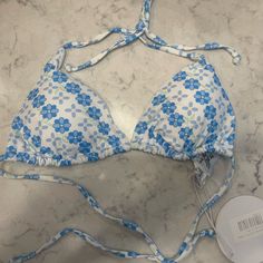 This Top Has Never Been Worn! Fitted Light Blue Floral Print Swimwear, Light Blue Triangle Top Swimwear For Spring, Candle Table Decorations, Candle Table, Princess Polly, Blue White, Color Blue, Blue And White, Table Decorations