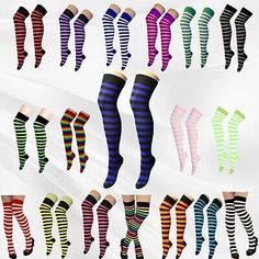 Great shopping ideas for Women's Girls Striped OVER The KNEE Socks Ladies Thigh High Stretchy OTK 12 Pack, Womens Clothing Scene Clothes, Over Knee Socks, Scene Outfits, Cute Stockings, Over The Knee Socks, Girls Stripes, Shopping Ideas, Knee Socks, Knee High Socks