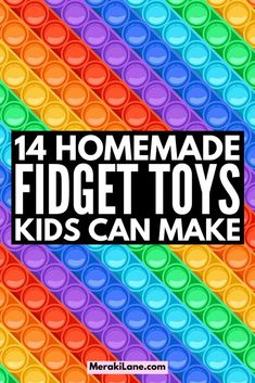 four homemade fidget toys for kids to make with colored circles and text that reads, 4