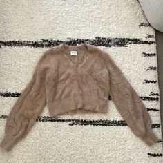 Light Brown V Neck Xs Sunday Best (Aritzia) Cropped Fuzzy Sweater. Never Worn, Perfect Condition Best Sweaters, Best Tan, Fuzzy Sweater, Walker Boots, Cool Sweaters, Garment Bags, Rain And Snow Boots, Swim Trunks, Jean Coat