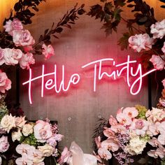 Hello Thirty Birthday Neon Sign Hello Thirty Birthday, Birthday Neon Sign, Hello Thirty, Birthday Party Home, Hello 30, Neon Gas