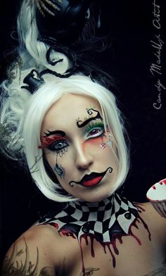 alice in wonderland makeup fantasy cosplay Fantasy Make-up, Halloween Make-up Looks, Dark Makeup Looks, Extreme Makeup, Gala Ideas