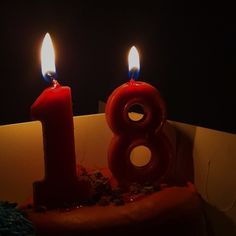 two candles are lit in the shape of an eight