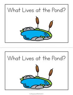 two cards with the words what lives at the pond and what lives at the pond