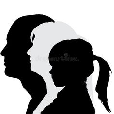 Vector silhouette profile of family. royalty free illustration Male Profile, Vector Silhouette