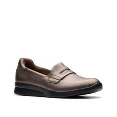 Clarks-Ellowyn Penny Loafer Add to your casual or professional fits with the Ellowyn loafer from Clarks. The classic penny loafer look makes for versatile styling, while the cushy footbed and wedge sole ensure support underfoot. Professional Fits, Penny Loafer, Penny Loafers, Penny, Wedges, Loafers