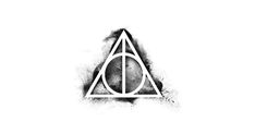 the deathly symbol for harry potter's house is shown in black and white