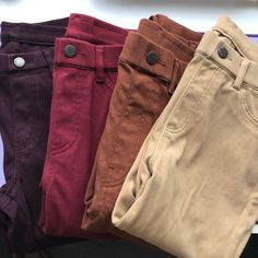 Nwot Colors: Eggplant, Red, Brown, Khaki Fitted Uniqlo Bottoms For Fall, Uniqlo Jeans, Uniqlo Women, Jean Jeggings, Red Brown, Uniqlo, Eggplant, Jeggings, Women Jeans