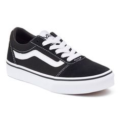 The first design to bare the iconic side stripe, these Vans Ward sneakers give them classic skater style.Click this FOOTWEAR GUIDE to find the perfect fit and more! The first design to bare the iconic side stripe, these Vans Ward sneakers give them classic skater style.Click this FOOTWEAR GUIDE to find the perfect fit and more! SHOE FEATURES Low-cut profile Padded collar & tongue Vulcanized construction Outsole features Vans signature waffle patternSHOE CONSTRUCTION Canvas upper / lining Rubber Women Skates, Twins Birthday, Pattern Shoes, Prom Heels, Men Suede, Black Vans, Vans Shop, Heels Boots, Birthday Wishlist