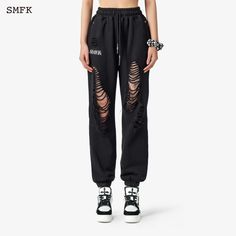 SMFK Dark Dance Jogging Pants Size Chart ( in CM ) Waist Hip Length 0 60 108 101.5 1 64 112 103 2 68 116 104.5 Material: Cotton. Ripped High Waist Pants For Streetwear, High Waist Ripped Pants For Streetwear, Ripped Full-length Bottoms For Streetwear, Full Length Sweatpants For Spring Streetwear, Spring Streetwear Full Length Sweatpants, Full Length Spring Sweatpants For Streetwear, Ripped Cotton Pants Full Length, Ripped Full-length Cotton Pants, Fitted Full-length Sweatpants For Streetwear