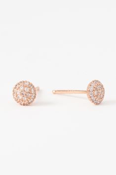 Front view of the Pave stud earrings. White background Rose Gold Earring, Simple Stud Earrings, Gold Piece, Gold Earring, Bridal Inspiration, Earrings Collection, G H, On Your Wedding Day