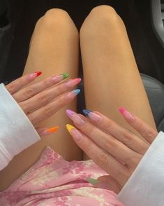 Multicolored Nails, Colourful Nails, Minimal Nails, Simple Acrylic Nails, Fire Nails, Dream Nails, Funky Nails, Dope Nails, Short Acrylic Nails