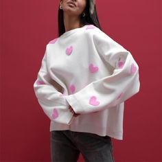 F00219137-203 Pullover Mode, Women Sweaters Winter, Embroidery Top, Winter Pullover, Heart Sweater, Estilo Chic, Embroidered Sweater, Warm Outfits, Women Sleeve