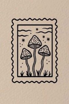 a stamp with some mushrooms on it